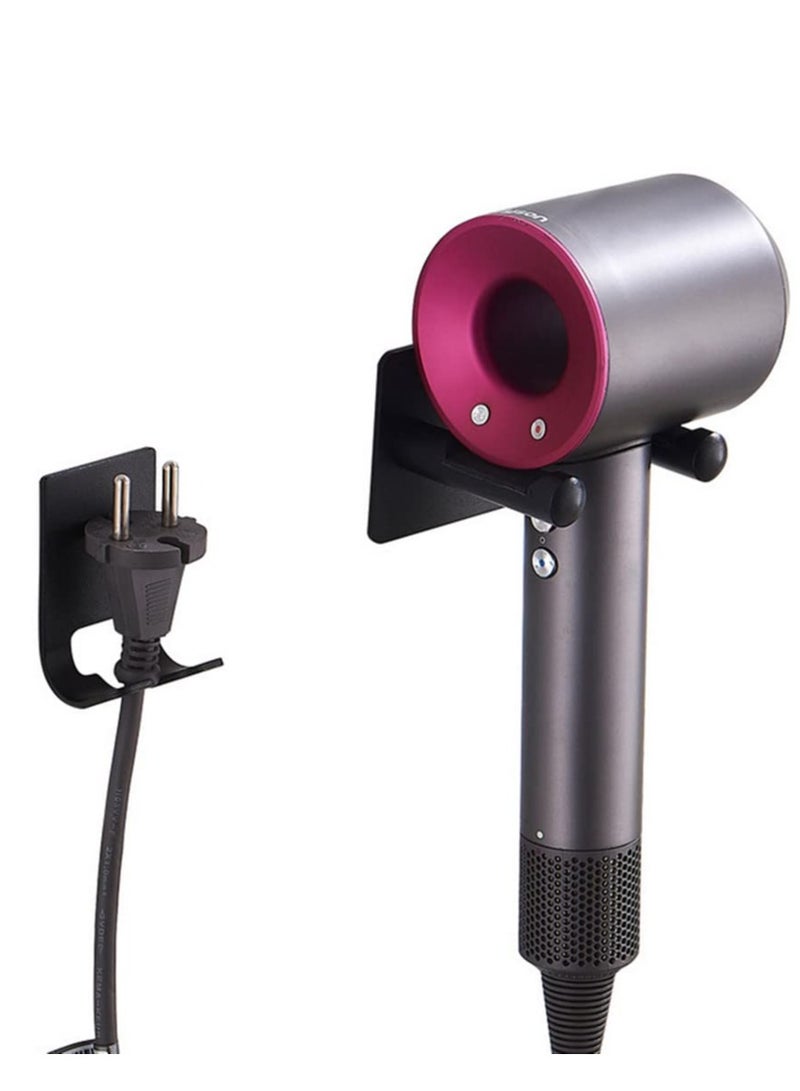 Hair Dryer Holder Adhesive Blow Dryer Rack for Wall Stick on Aluminum Alloy Multi Functional Hair Dryer Rack - Image 1